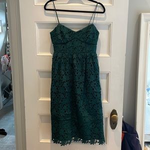 Club Monaco forest green lace midi dress